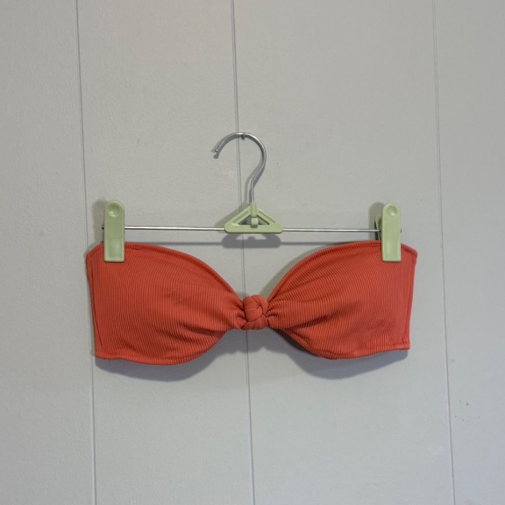 Aerie Pink Ribbed Knot Bandeau Bikini Top Size Medium